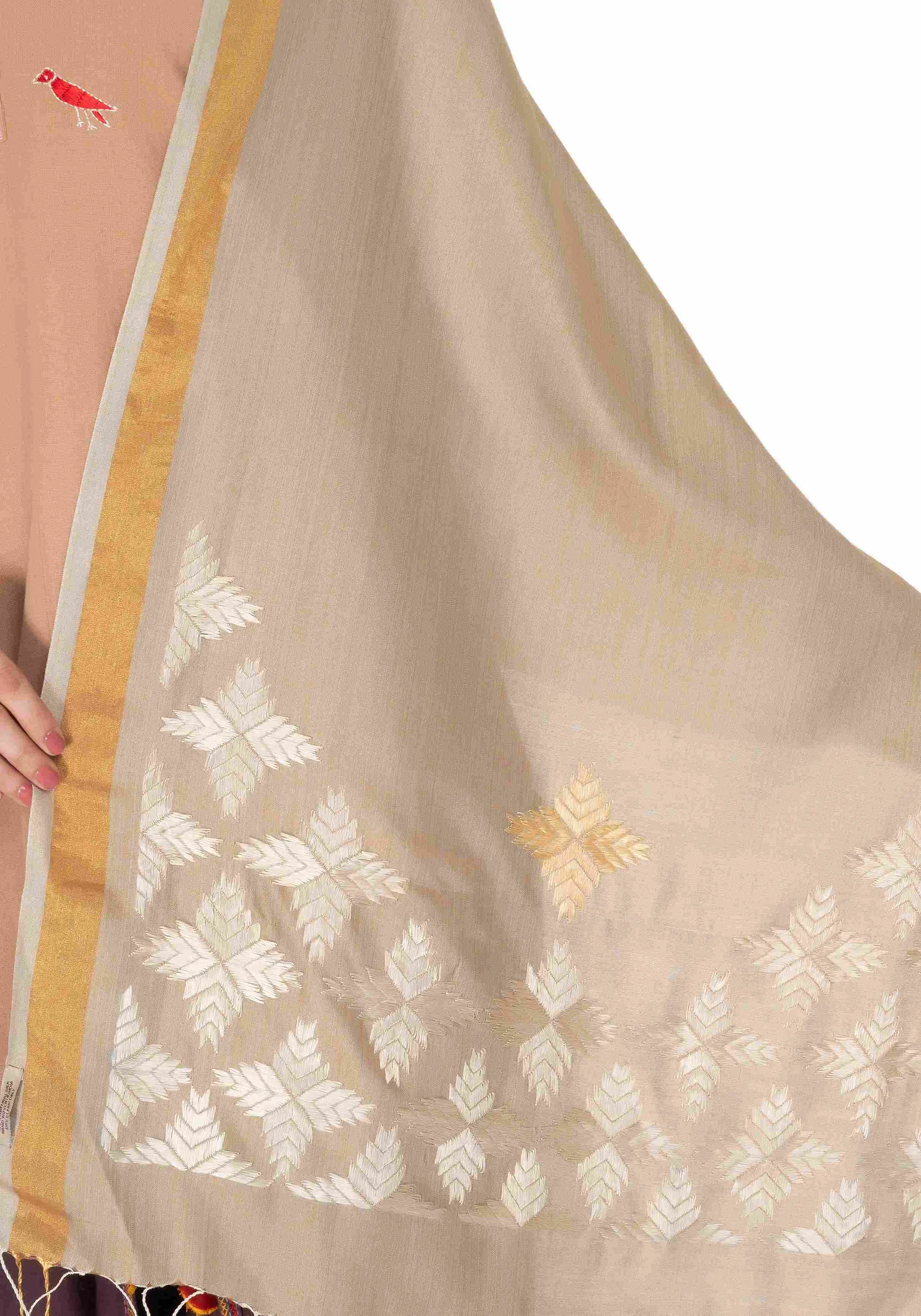 Hand Embroidered Stole Copper