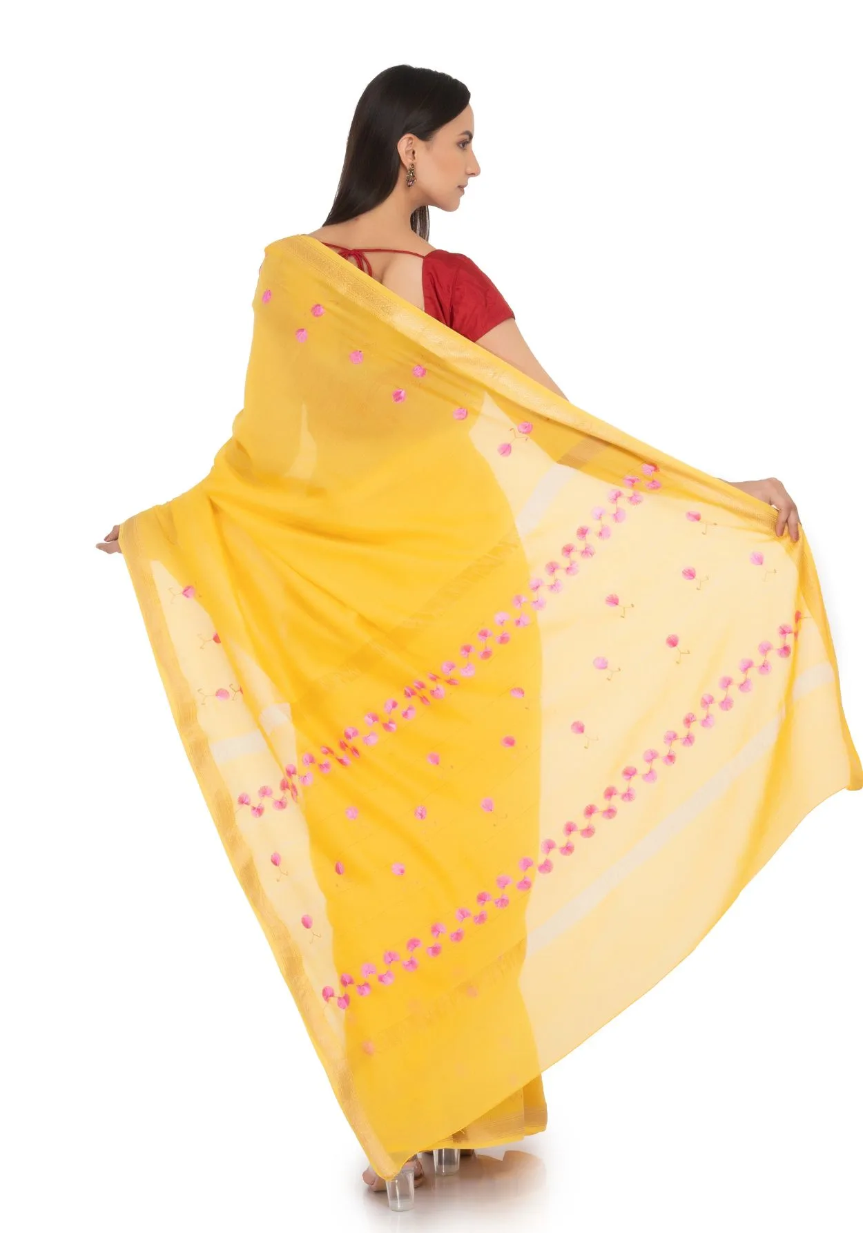 Hand Embroidered Saree Maize (Crayola)