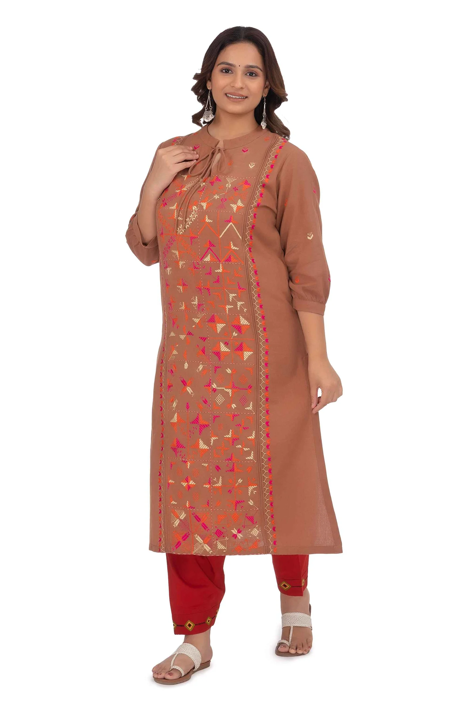 Hand Embroidery Kurta Coconut