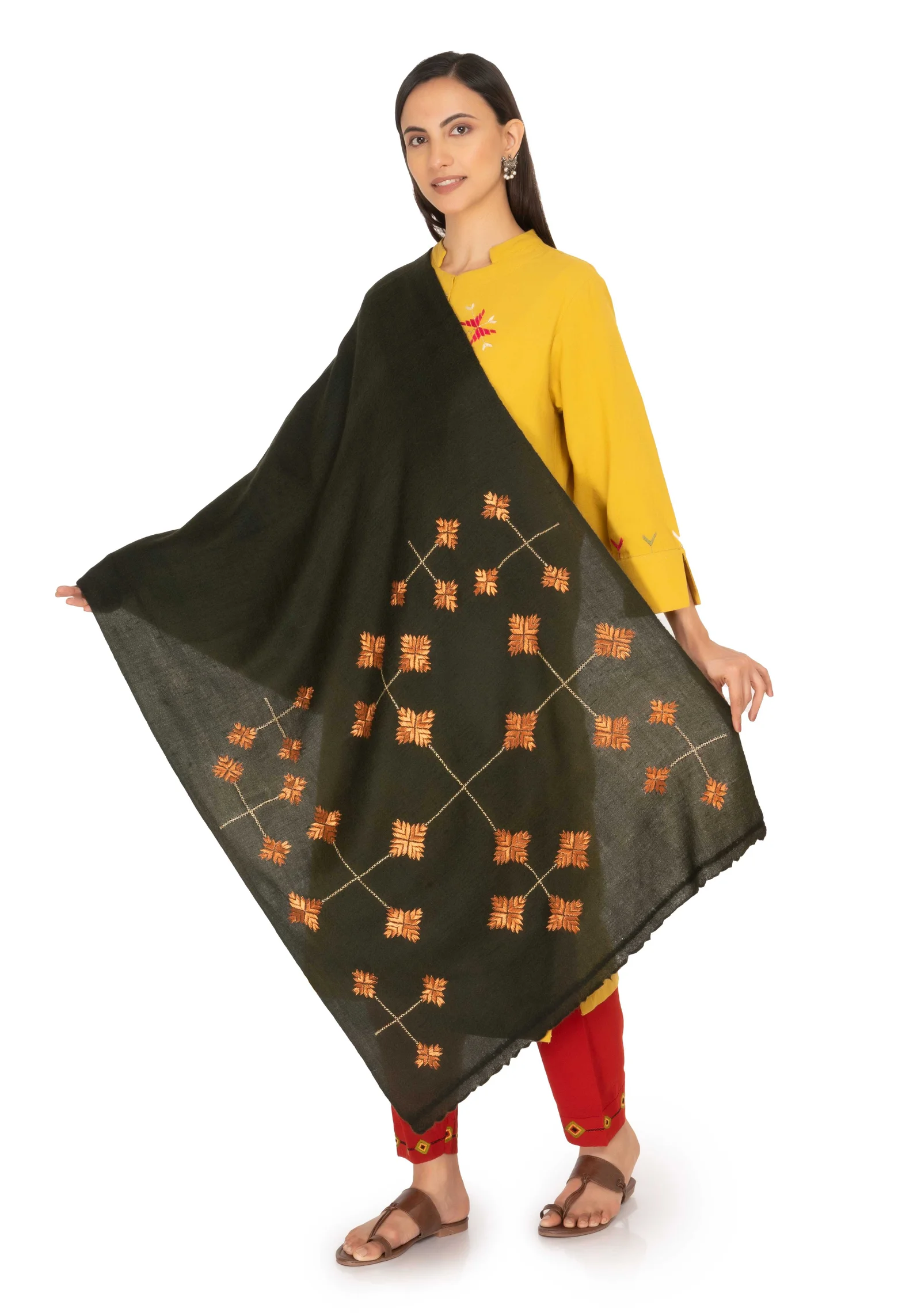 Hand Embroidered Shawl Dark Slate Gray