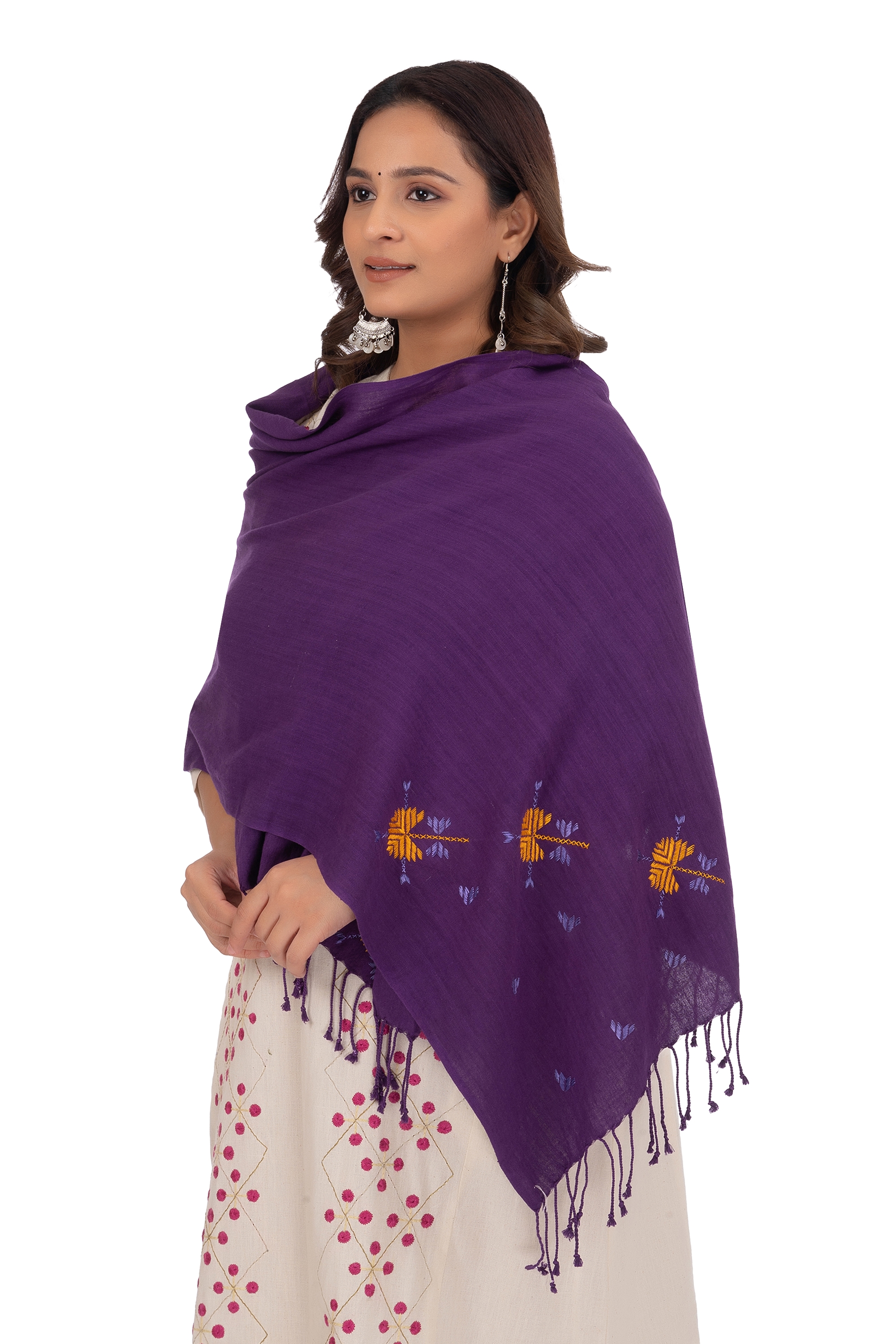 Hand Embroidered Stole Purple