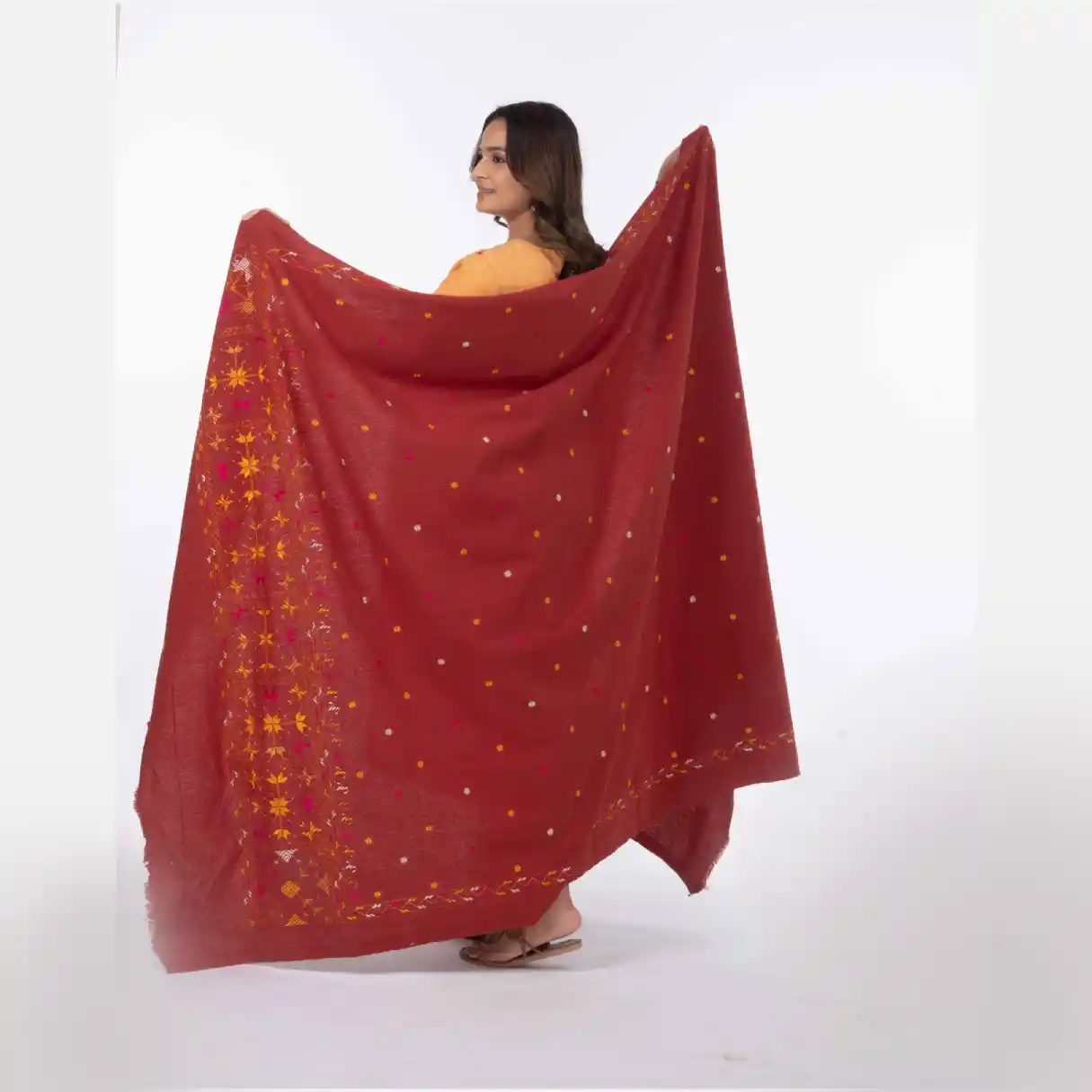 Hand Embroidered Bagh rust