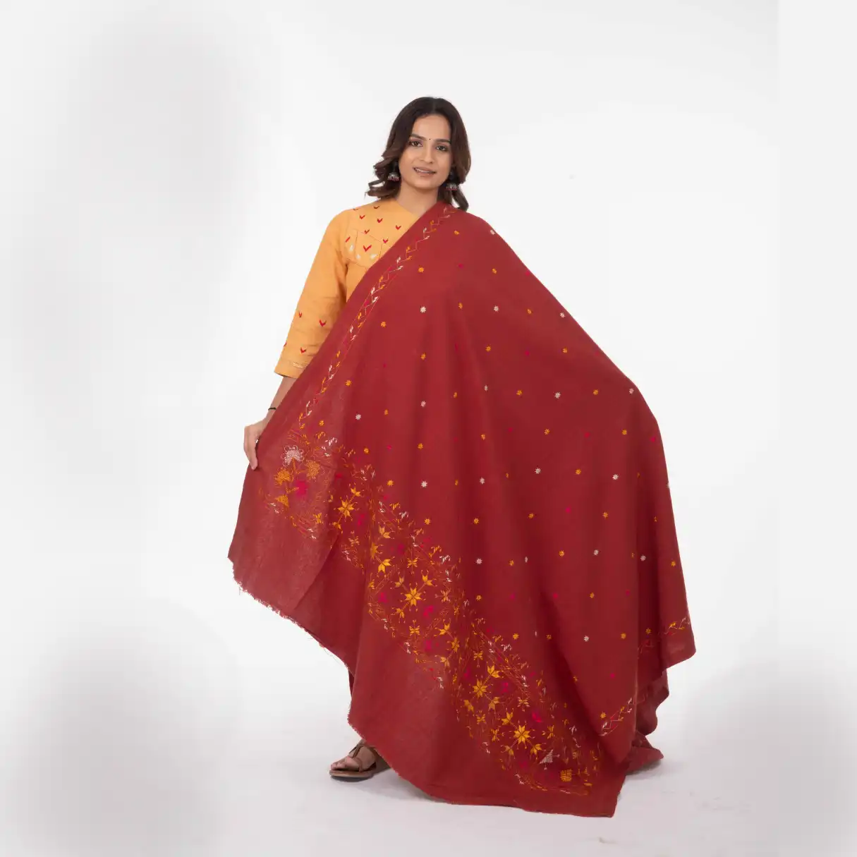 Hand Embroidered Bagh rust