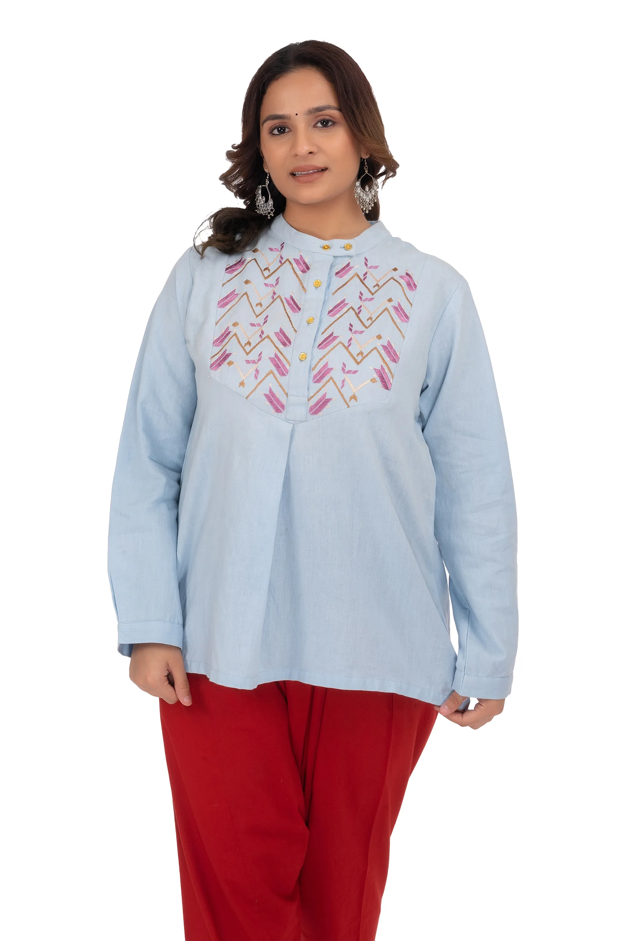 Hand Embroidery Kurta Light Steel Blue