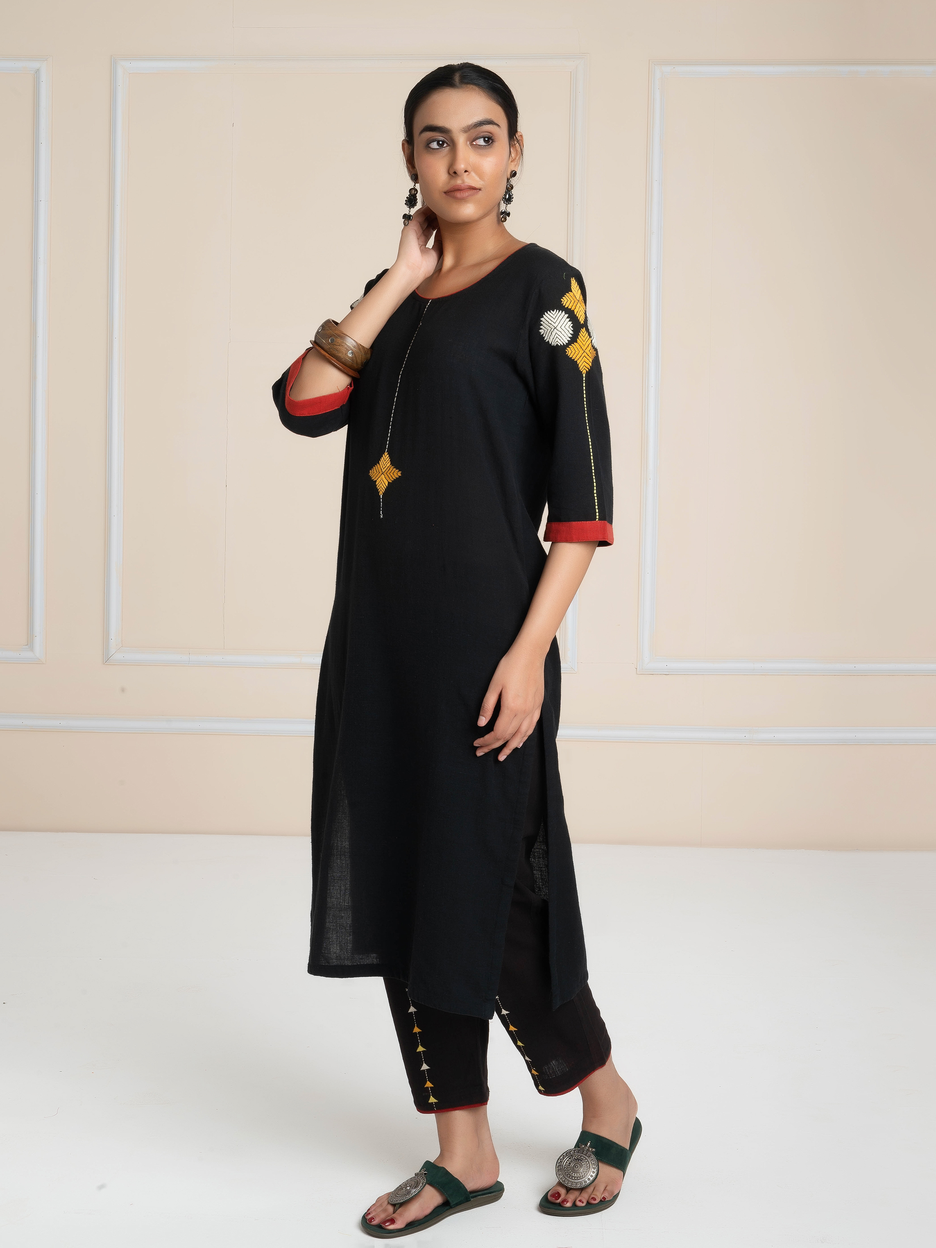 Hand Embroidery Kurta Black