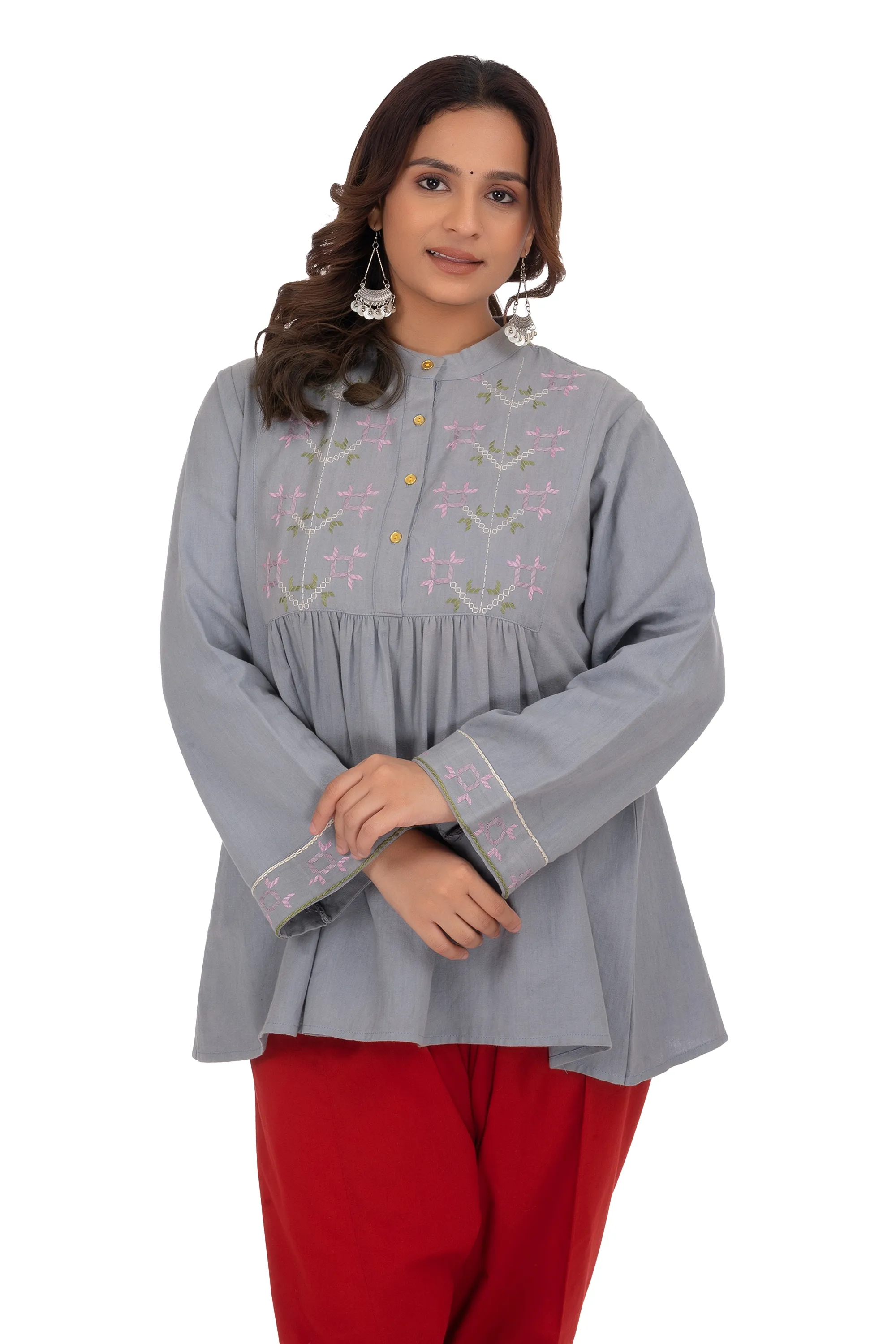 Hand Embroidery light Grey