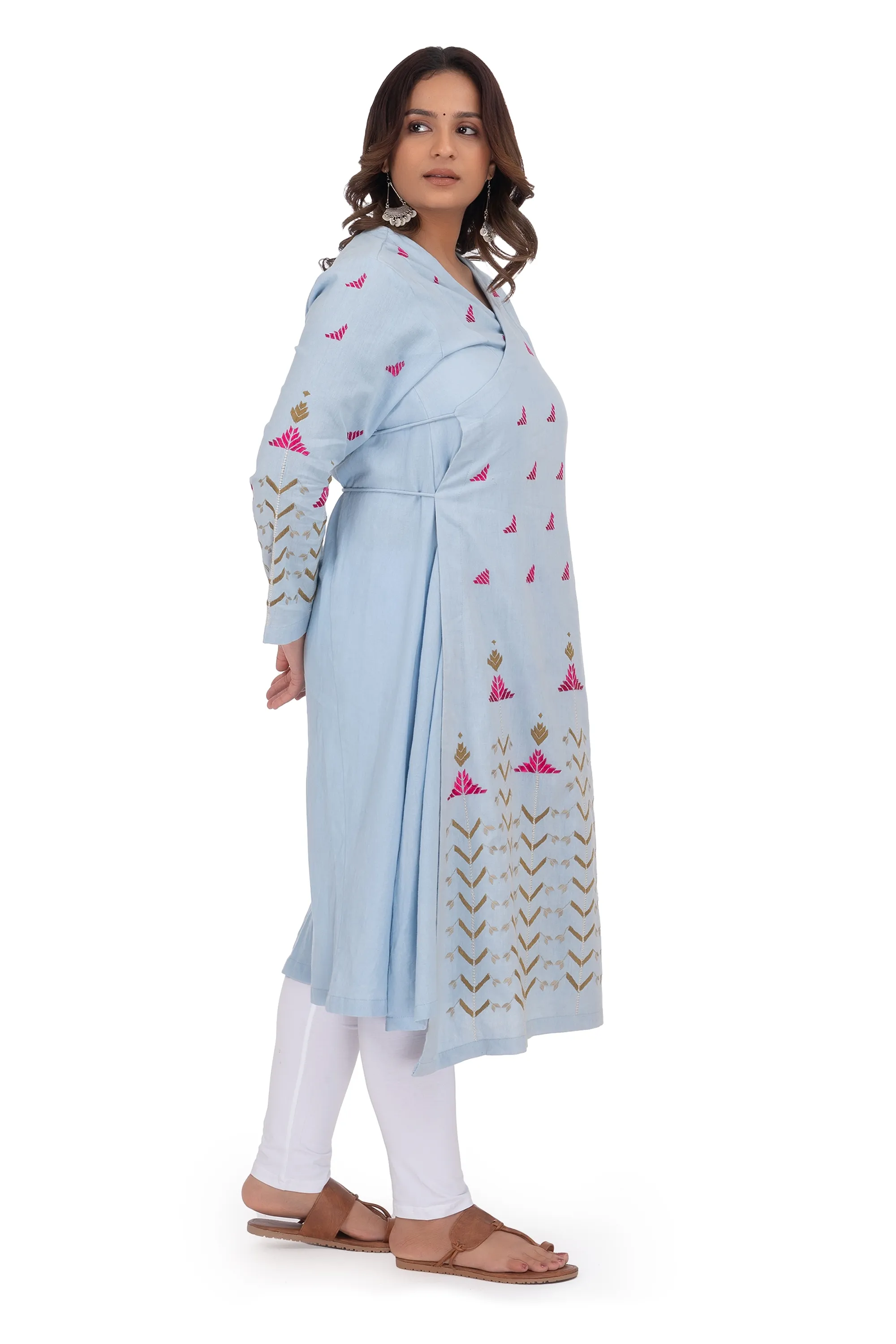 Hand Embroidery Kurta Light Blue
