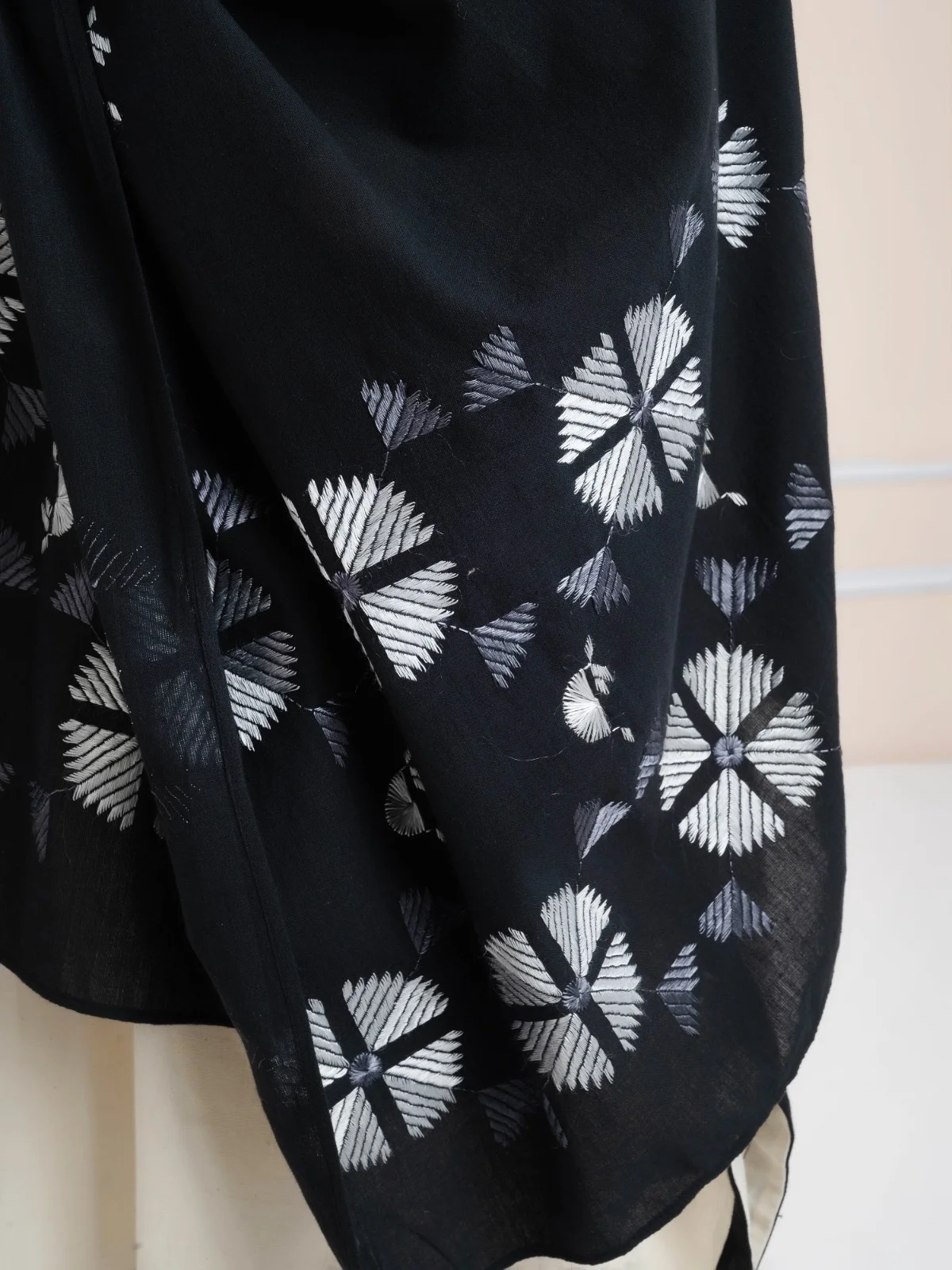 Hand Embroidered Black Dupatta