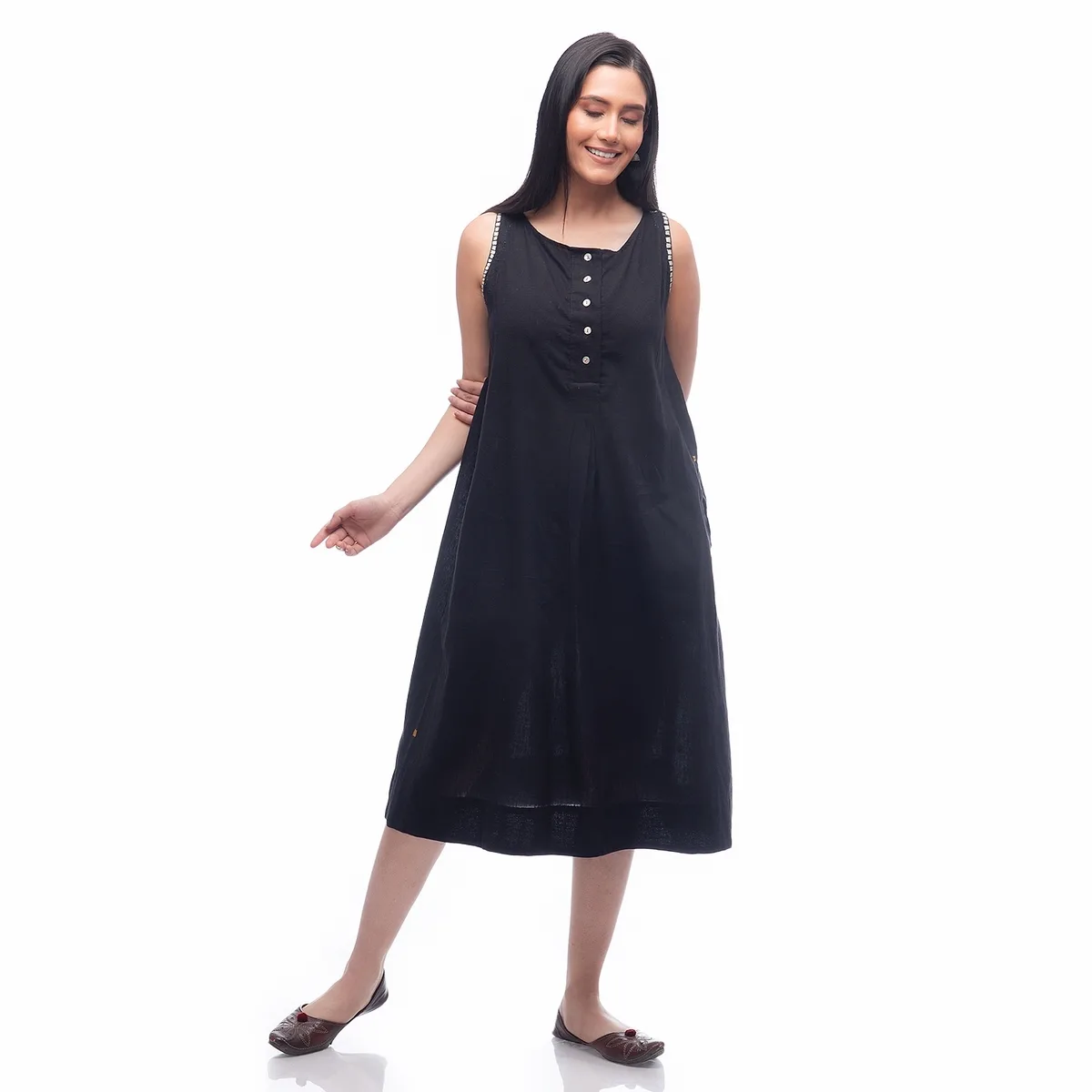 Placket Sleeveless Dress