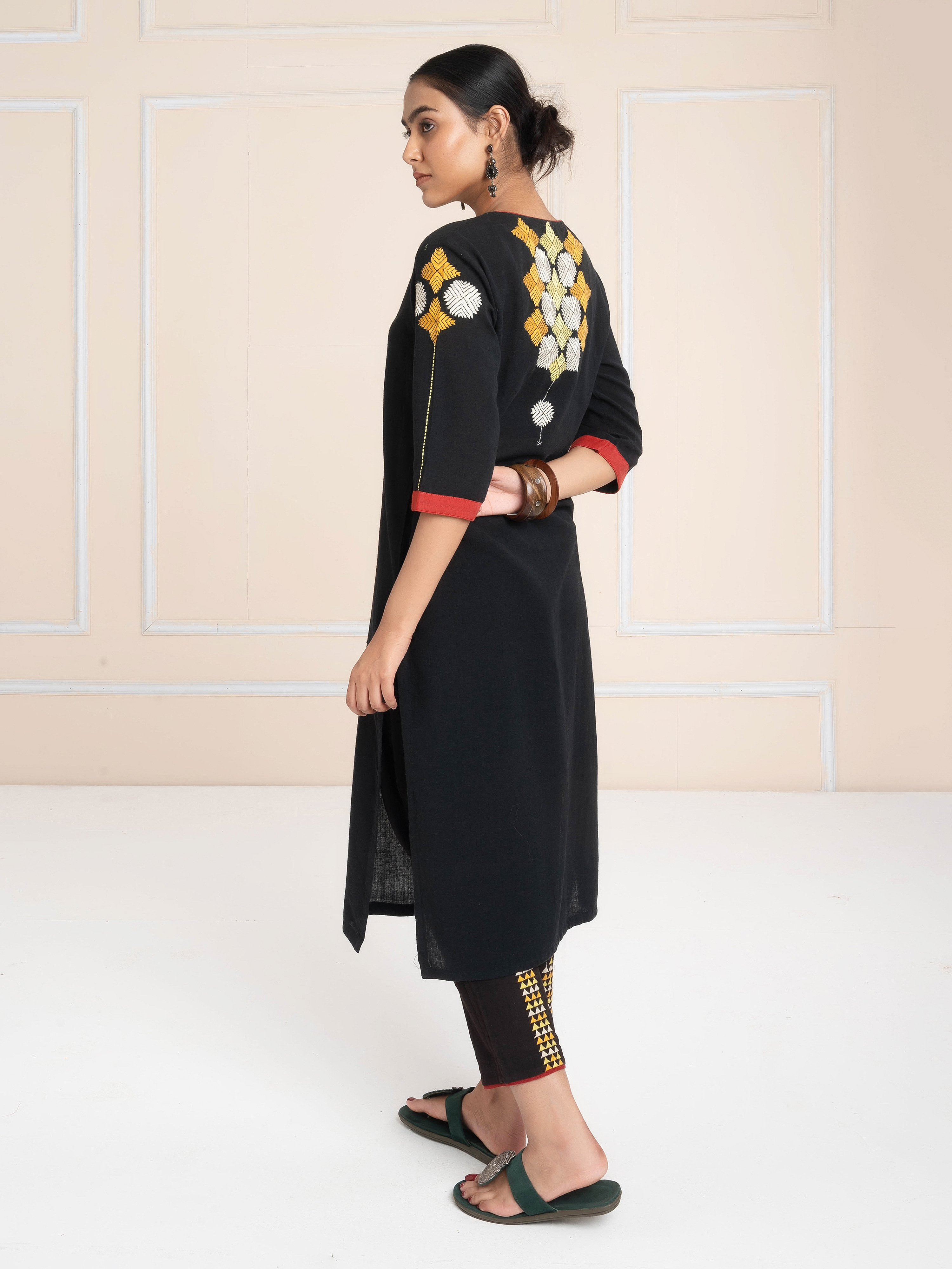 Hand Embroidery Kurta Black