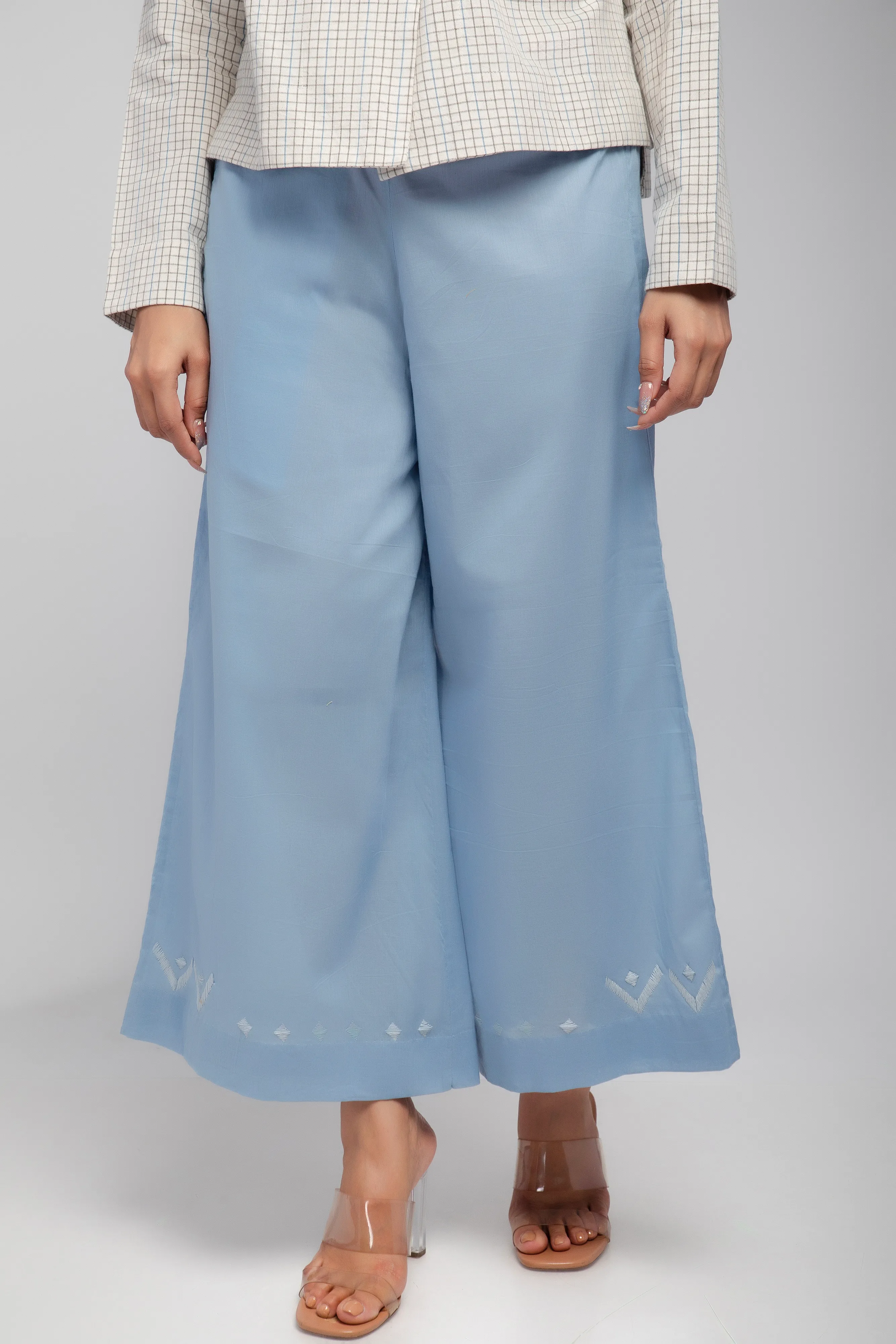 Hand Embroidery Plazzo Light Blue