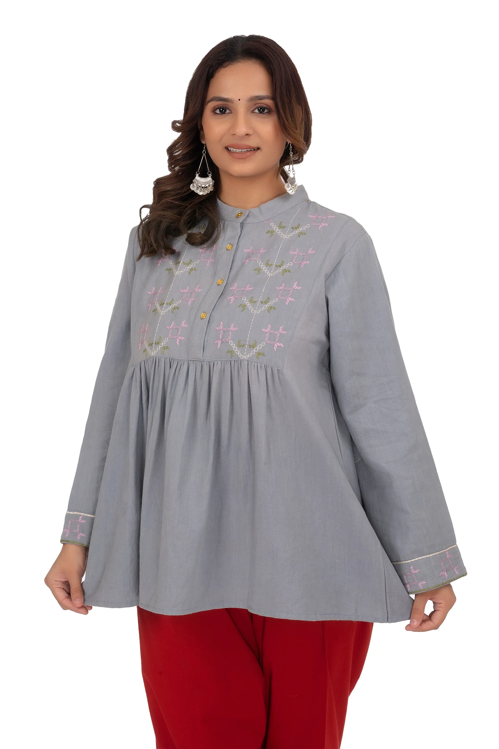 Hand Embroidery light Grey